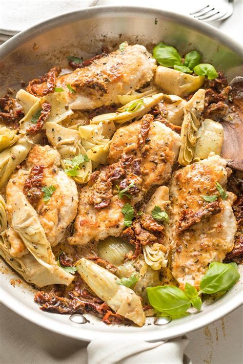 Chicken With Sun Dried Tomatoes And Artichokes Nourish And Fete