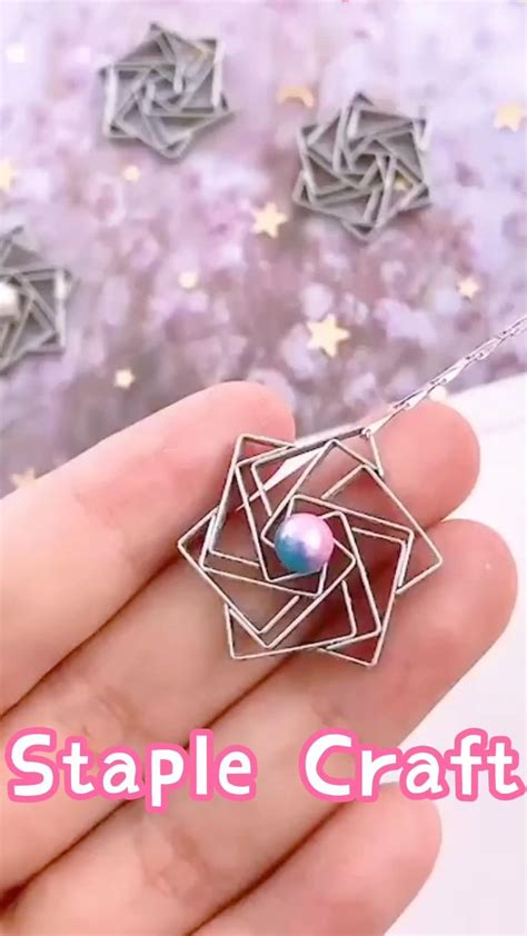 Diy Staple Craft Necklace Video Easy Diy Crafts Diy Crafts For