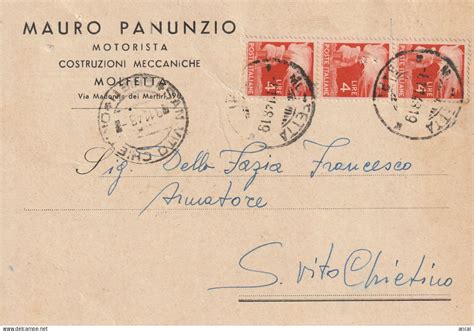 1946 60 Storia Postale Italy A185 Molfetta 1948 Cartolina