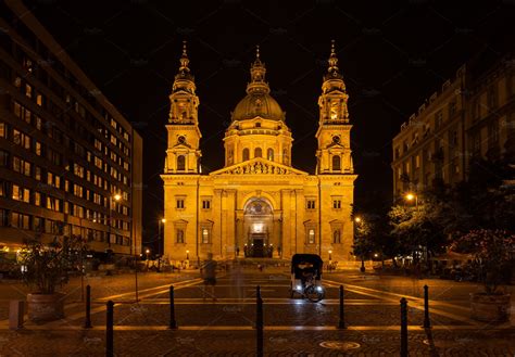 St. Stephen's Basilica at Night | Architecture Stock Photos ~ Creative ...