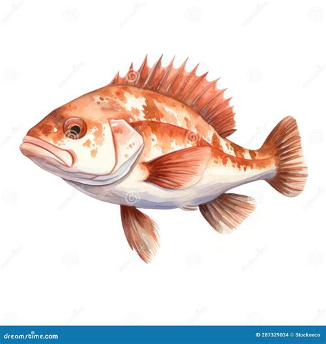 Watercolor Sea Bass Fishing Character Clipart Royalty Free Cartoon