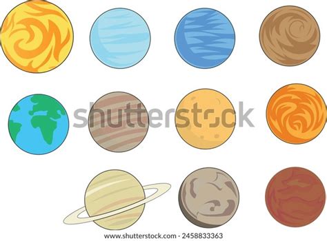 Set Solar System Planets Icons Set Stock Vector Royalty Free