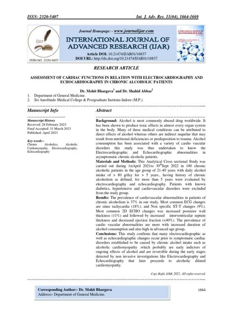 Assessment of Cardiac Functions in Relation With Electrocardiography and Echocardiography in ...