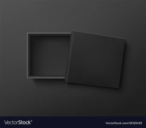 Opened black empty gift box on dark background Vector Image