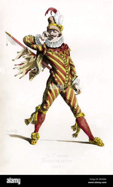 Il Capitano Spavento costume, 1577 - drawn by Maurice Sand, published in 1860. Commedia dell ...