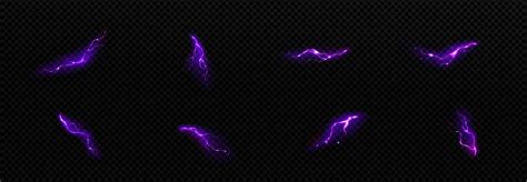 Lightnings Purple Thunderbolt Strikes At Night Vector Art At