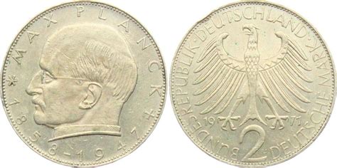 Deutschland BRD 2 Mark 1971 J Max Planck Ss Vz MA Shops