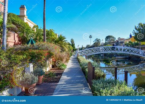 Colorful Venice Canals in Los Angeles, CA Stock Image - Image of houses ...