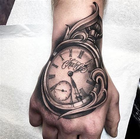 Antique Clock Hands Tattoo