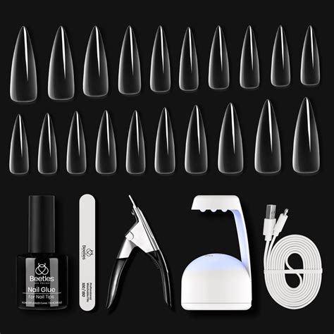 Beetles Gel Polish Medium Stiletto Nail Tips Extension Kit 2 In 1 Nail