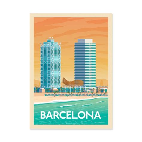 Affiche D Art Ville Barcelona Olahoop Travel Posters