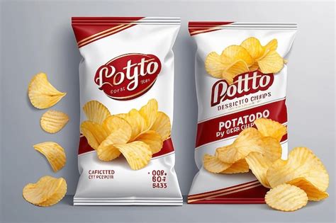 Premium Photo Realistic Vector Design Potato Chips Packaging Template