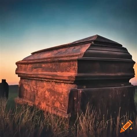 Old Coffin In A Cemetery At Sunset On Craiyon