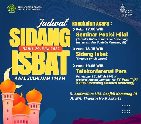 Link Live Streaming Sidang Isbat Idul Adha Hari Ini Rabu Juni