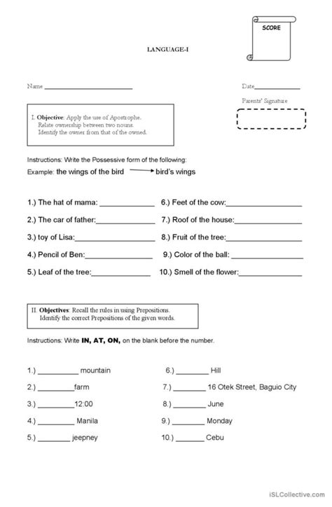 Mixed language and reading exercises: English ESL worksheets pdf & doc