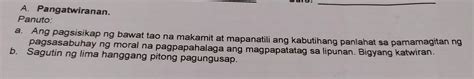 A Pangatwiranan Panuto A Ang Pagsisikap Ng Bawat Tao Na Makamit At