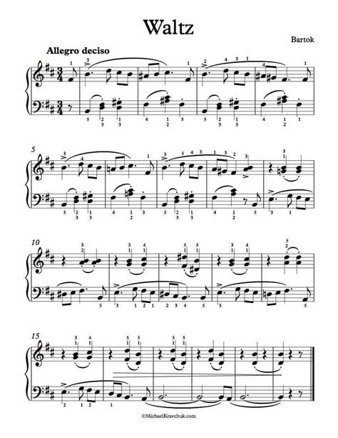 Free Piano Sheet Music – Waltz – Bartok | Piano sheet music, Piano ...