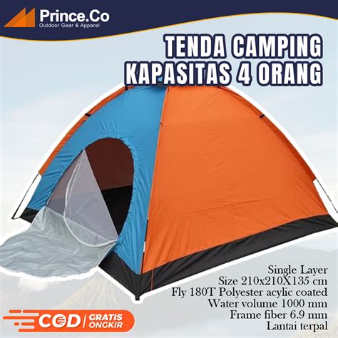 Tenda Camping Dewasa Single Layer Kapasitas 4 Orang Kemping Gunung