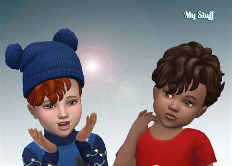 Mystufforigin: Mid Curly hair for Toddlers - Sims 4 Hairs