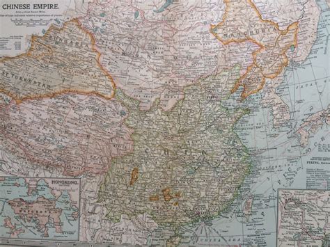 1903 Chinese Empire map Original Antique Map - China - Tibet - Mongolia ...