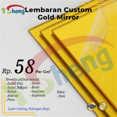 Jual Akrilik Lembaran Ukuran CUSTOM 2mm Gold Mirror RoseGold Mirror