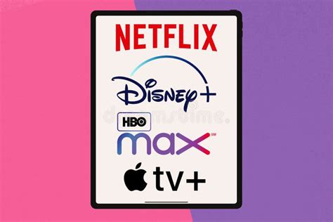 Tablet with the HBO MAX Logo, DISNEY PLUS, APPLE TV PLUS, NETFLIX ...