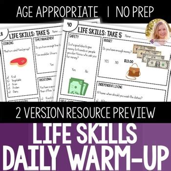 FREE Life Skills Daily Warm Up Activity Special Education High School