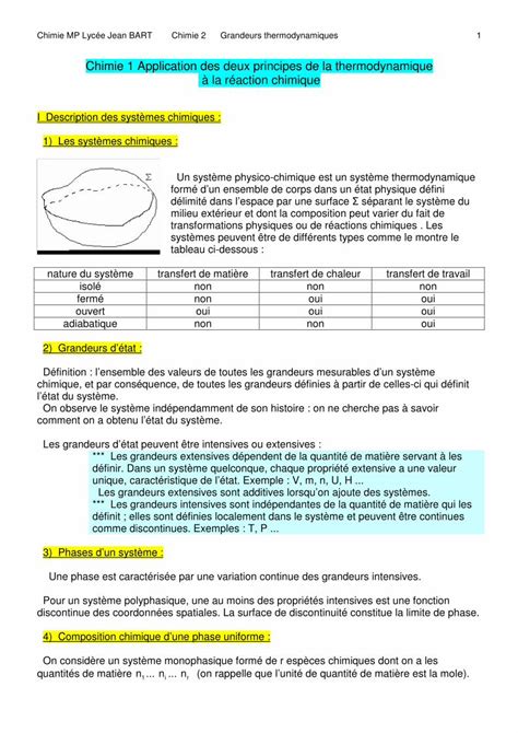 Pdf Chimie Application Des Deux Principes De La Chimie Mp