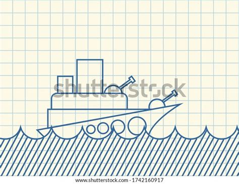 Sketch Warship Drawing Military Ship Stock Illustration 1742160917 ...