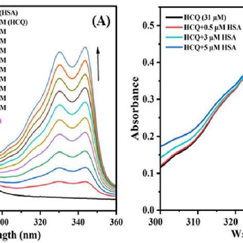 Uv Vis Spectra A Hsa Mm With Different Concentration Of Hcq B