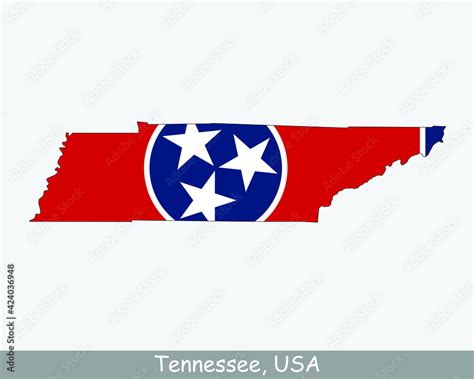 Tennessee Map Flag. Map of TN, USA with the state flag isolated on a ...