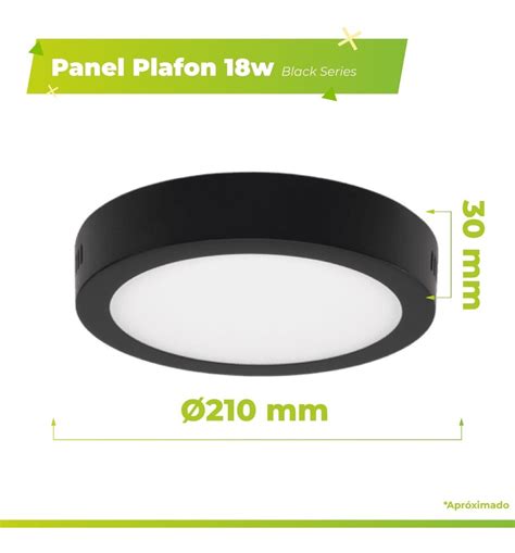 Panel Plafon Led 18w Redondo Negro Aplicar 6000k Macroled TECNOPOINT