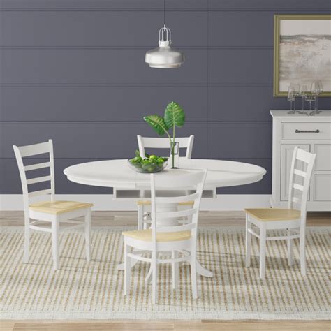 Lark Manor Ajanea Extendable Solid Wood Pedestal Dining Set And Reviews Wayfair Canada