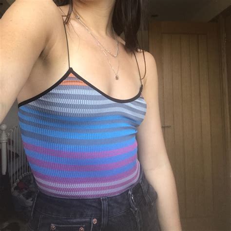 Stripey Retro Stretchy Bodysuit Depop