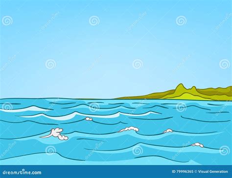 Fundo Dos Desenhos Animados Da Paisagem Do Mar Ilustração Stock