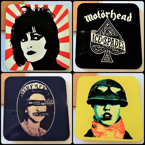 Set of 4 Punk Rock drinks coasters SeX PiSTOLS MoToRHEAd Etsy 日本