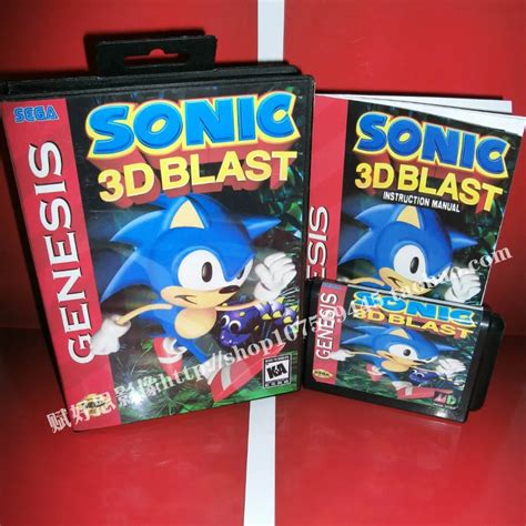 Sega MD Game Sonic 3d Blast With Box And Manual For 16 Bit Sega MD Game