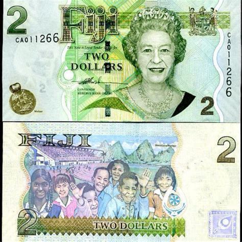 2007 Fiji 2 Dollars Elizabthe Ii World Currency Uncirculated Palm