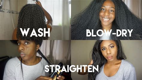 Natural Hair Wash Blow Dry And Straighten Routine Updated 2016 Youtube