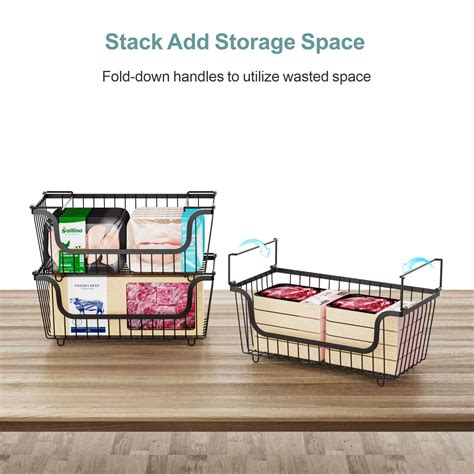 Chest Freezer Organizer ISPECLE 4 Pack Stackable Baskets With Handles