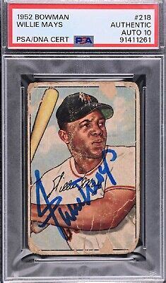 Bowman Willie Mays Giants Psa A Authentic Signed Auto Gem