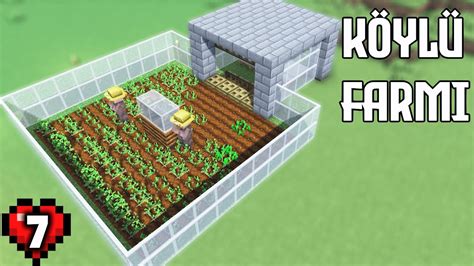 1 20 KÖYLÜ FARMI VE MADEN DÜZENLEMESİ Minecraft Survival Bölüm 7