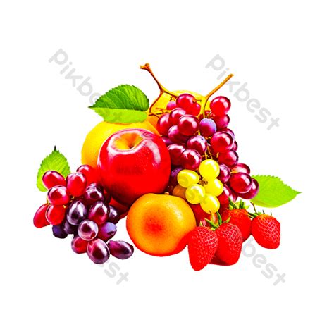 Colorful Assorted Fruits On White Background PNG Images | PSD Free ...