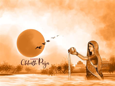 Happy Chhath Puja Traditional Indian Festival Greeting Card 34607325 Vector Art At Vecteezy