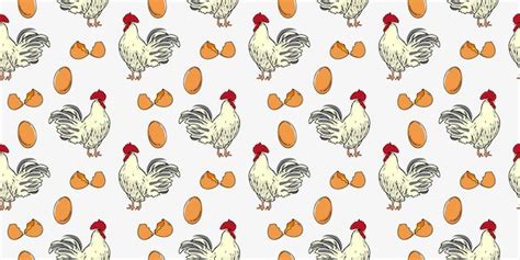 Premium Vector Hen Or Rooster And Egg Seamless Pattern