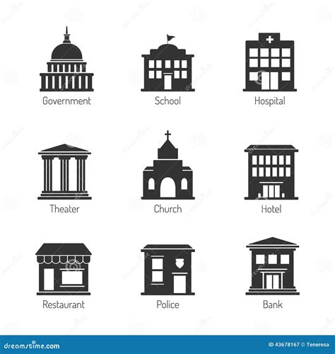 Iconos Del Edificio Del Gobierno Ilustración del Vector Ilustración