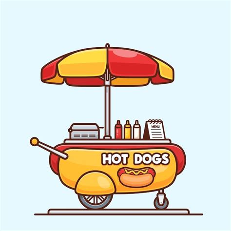 Ilustración De Vector De Carro De Perro Caliente De Salchicha De