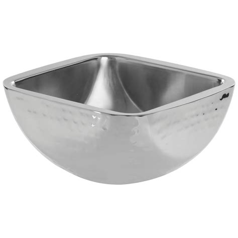 Hubert Qt Square Double Wall Hammered Stainless Steel Bowl L