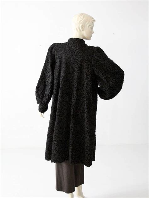 Vintage Persian Lamb Fur Coat Black Curly Lamb Fur Coat - Etsy