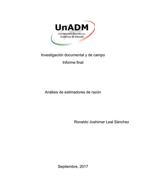 Informe final de análisis de estimadores de razón PDF